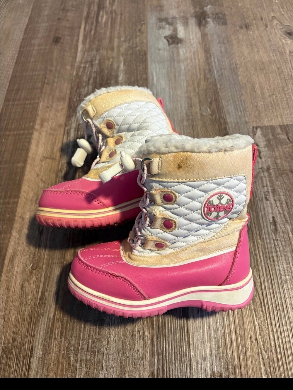 Totes Girl’s Toddler Pink/White Snow Boots | Size 8